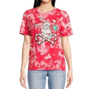 Looney Tunes Shirt Adult 2XL Red Bugs Bunny Christmas Holiday Tie Dye